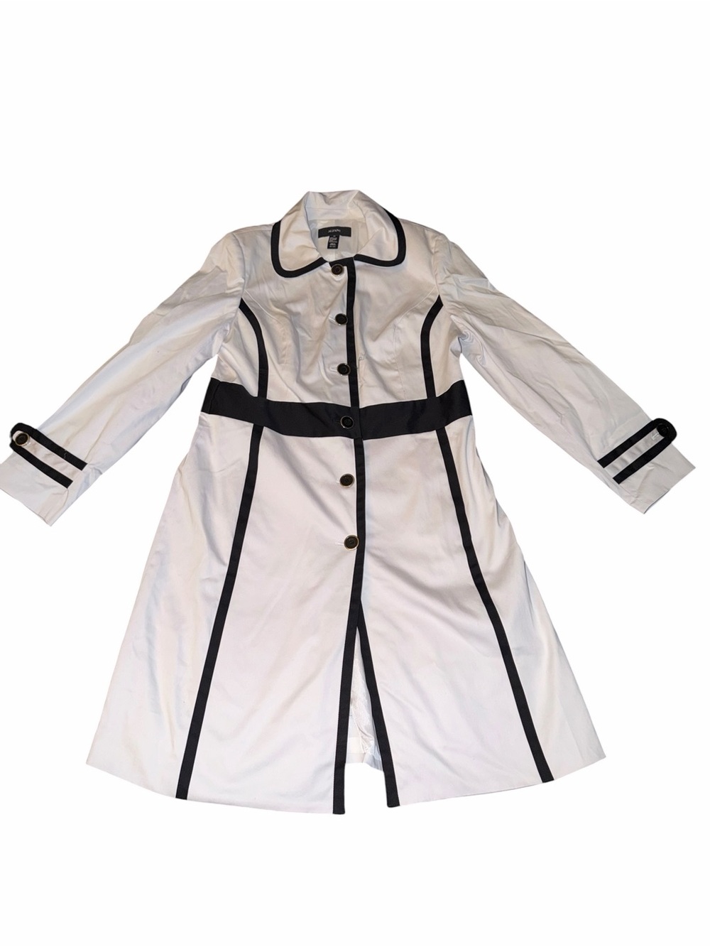 NWT Classic White Trench Dress with Black Trim